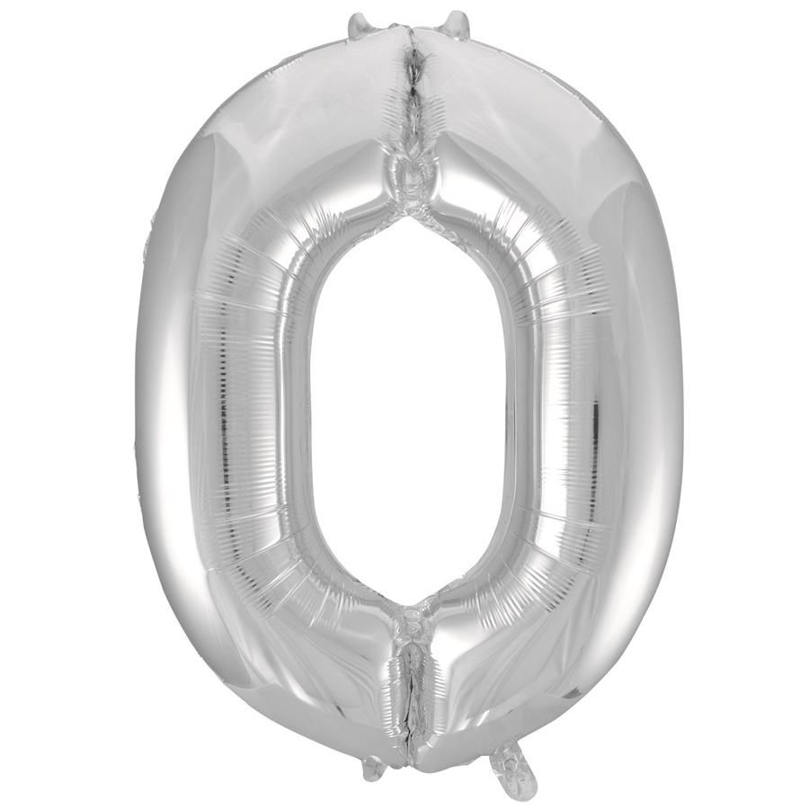 Silver Jumbo Number Foil Balloon - 0