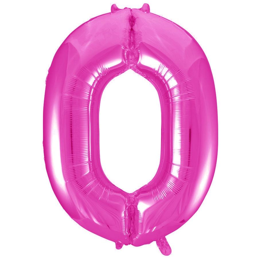 Hot Pink Jumbo Number Foil Balloon - 0