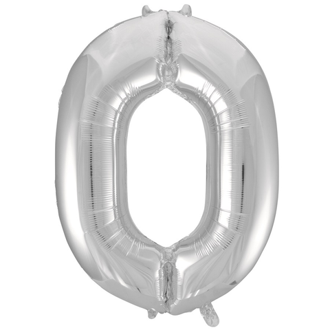 Silver Jumbo Number Foil Balloon - 0