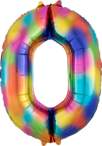 Rainbow Splash Jumbo Number Foil Balloon - 0
