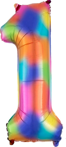 Rainbow Splash Jumbo Number Foil Balloon - 1