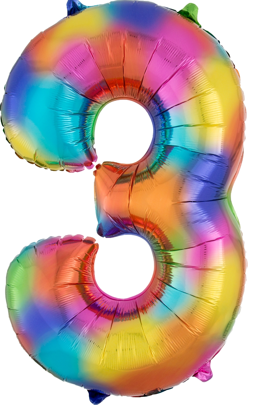 Rainbow Splash Jumbo Number Foil Balloon - 3