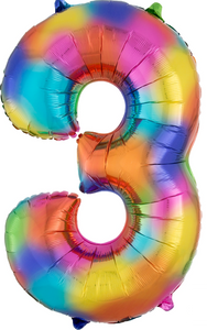 Rainbow Splash Jumbo Number Foil Balloon - 3