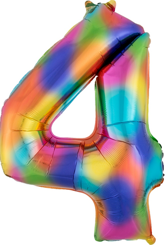 Rainbow Splash Jumbo Number Foil Balloon - 4