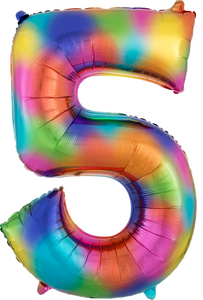 Rainbow Splash Jumbo Number Foil Balloon - 5