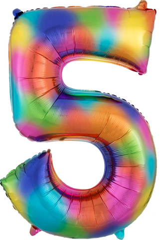 Rainbow Splash Jumbo Number Foil Balloon - 5
