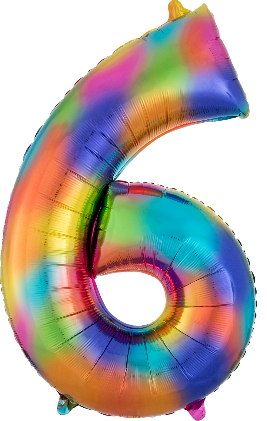 Rainbow Splash Jumbo Number Foil Balloon - 6