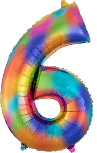 Rainbow Splash Jumbo Number Foil Balloon - 6