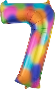 Rainbow Splash Jumbo Number Foil Balloon - 7