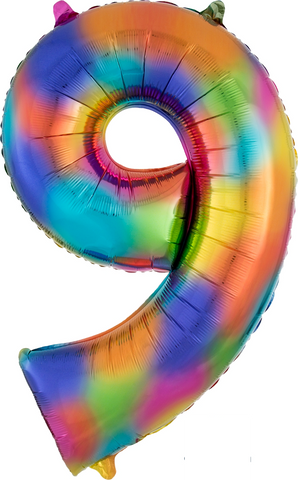 Rainbow Splash Jumbo Number Foil Balloon - 9