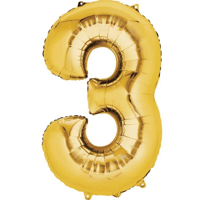 Gold Jumbo Number Foil Balloon - 3