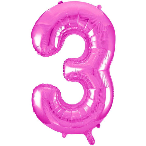 Hot Pink Jumbo Number Foil Balloon - 3