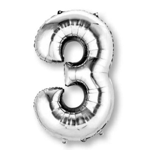 Silver Jumbo Number Foil Balloon - 3