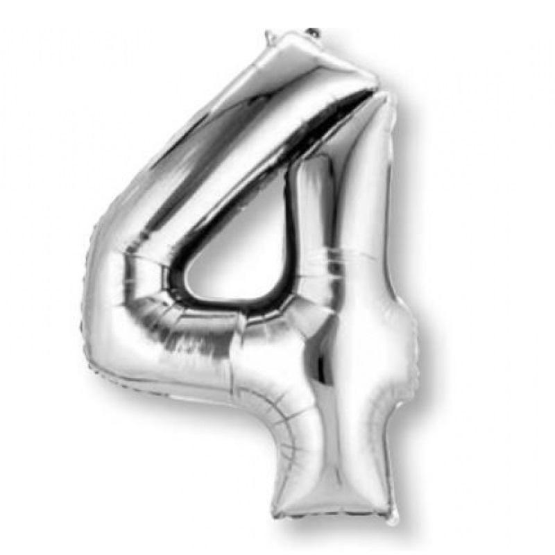 Silver Jumbo Number Foil Balloon - 4