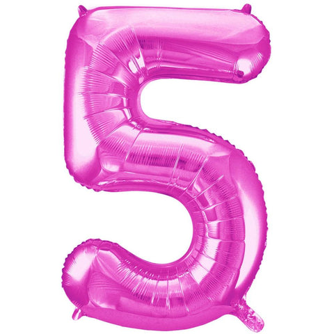 Hot Pink Jumbo Number Foil Balloon - 5