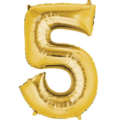 Gold Jumbo Number Foil Balloon - 5