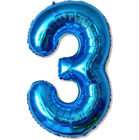 Blue Jumbo Number Foil Balloon - 3