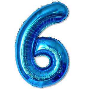 Blue Jumbo Number Foil Balloon - 6