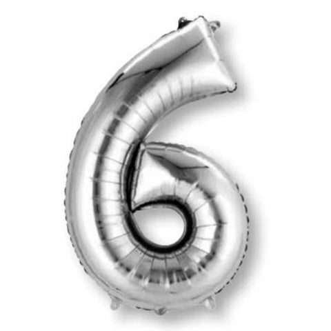 Silver Jumbo Number Foil Balloon - 6