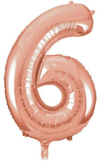 Rose Gold Jumbo Number Foil Balloon - 6