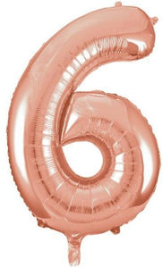 Rose Gold Jumbo Number Foil Balloon - 6