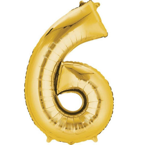 Gold Jumbo Number Foil Balloon - 6