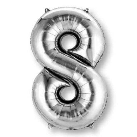 Silver Jumbo Number Foil Balloon - 8