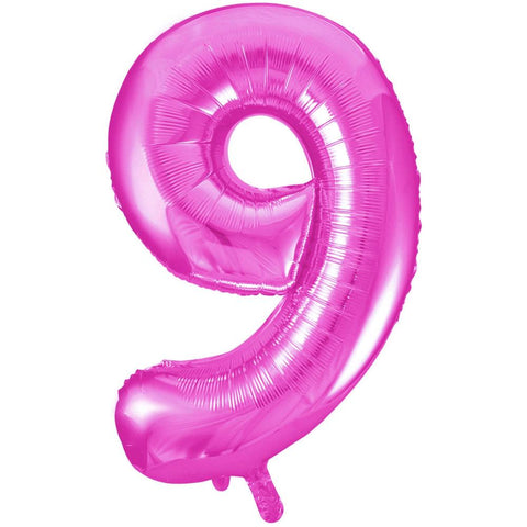 Hot Pink Jumbo Number Foil Balloon - 9
