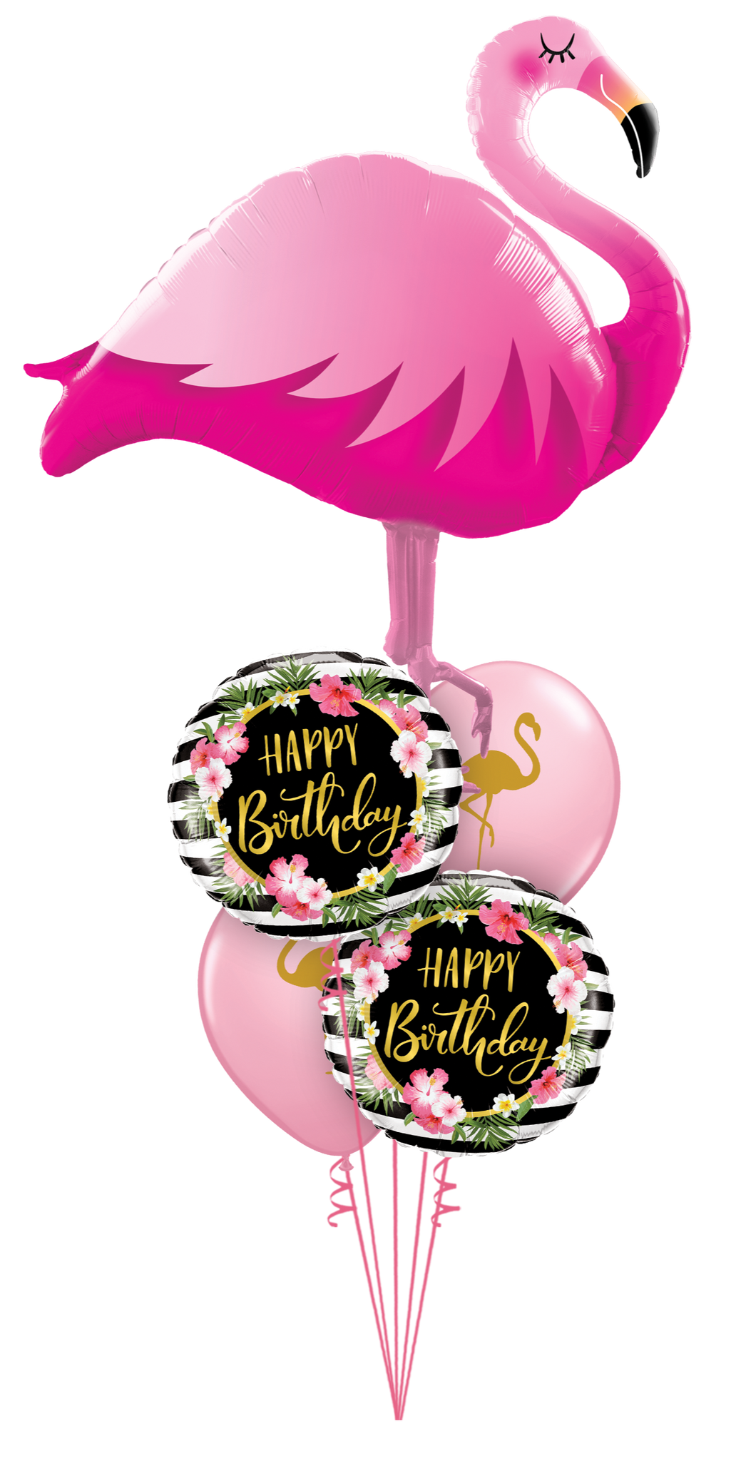 Golden Floral Flamingo Birthday
