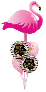 Golden Floral Flamingo Birthday