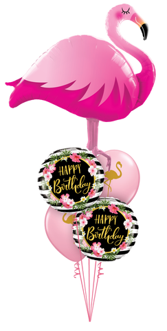 Golden Floral Flamingo Birthday